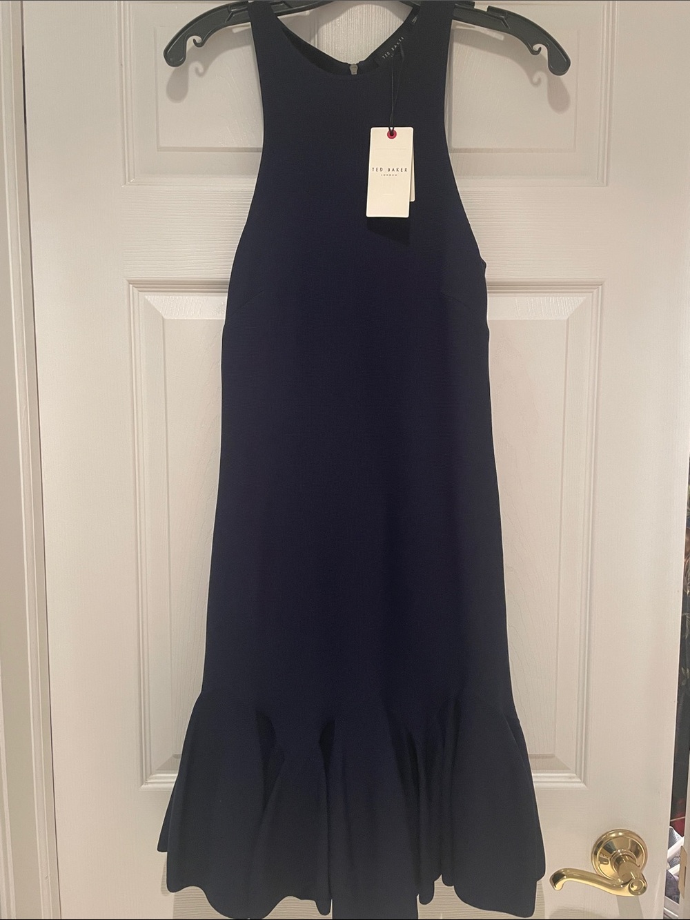 Ted Baker Navy Ruffle-Hem Midi Dress
